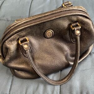 Liz Claiborne Leather Handbag Black Pebbled Doctor Zip Purse *See Description